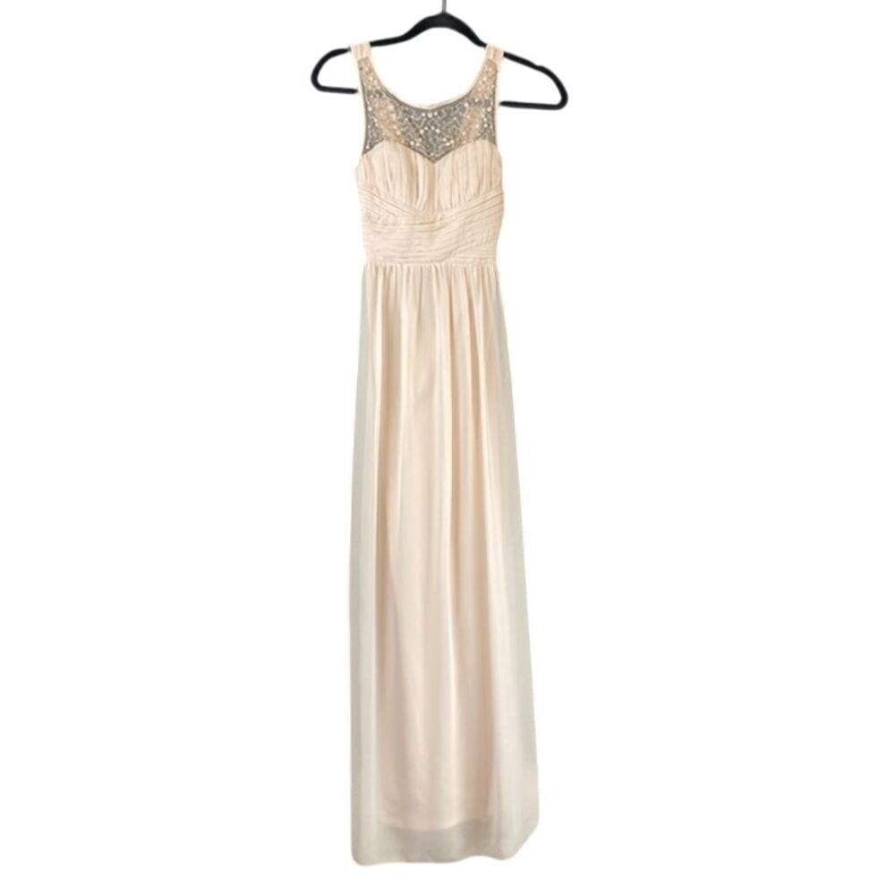 David's Bridal Extraordinary Junior's maxi prom dress.